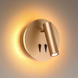 3913/9WL HIGHTECH ODL20 291 золот/металл Настен.св-к с лампой д/чтения с выкл LED 9W 3000K 220V BEAM