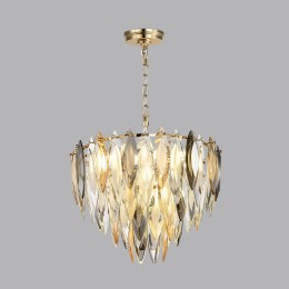 5068/9 HALL (В 2-Х КОРОБКАХ) ODL24 501 золото/дымчат./янтарн./матовый белый/металл/хрусталь Люстра E14 9*40W VILNA