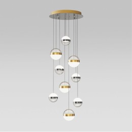 5037/84L L-VISION ODL24 389 ант.бронза/никель/прозрачн/молочный/металл/акрил Люстра каскадная LED 84W 4000K 4800лм RONI