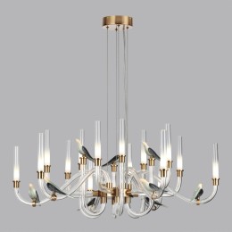 5431/37L L-VISION ODL_EX24 11 золотой(под латунь)/белый градиент/беж./зеленый/ металл/стекло/керамика Люстра LED 37W 4000K LARK