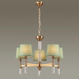 4887/5 MODERN ODL_EX22 115 бронзовый/зеленый/абажур ткань Люстра E14 5*40W LONDON