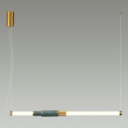 4360/14L MIDCENT ODL24 126 изумрудный мрамор/антич.бронза/металл/акрил Подвесной светильник (ВЕРТ. И ГОРИЗОНТ) IP20 LED 14W 3000K 220V MARMI