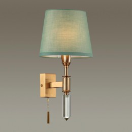 4887/1W MODERN ODL_EX22 115 бронзовый/зеленый/абажур ткань Бра с выкл. E14 1*40W LONDON