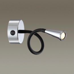 4348/3WL HIGHTECH ODL23 287 хром полированный/черный/металл Настенный св-к выкл на корпусе IP20 LED 3W 263Лм 3000K ODDS