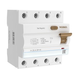 Устройство защитного отключения (УЗО) 3P+N 25 A 30 mА АС 6 kА W914P256