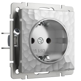 Розетка с заземлением и шторками (Hammaer серебряный) W1271106