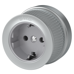 Розетка с заземлением матовый хром ретро WL19-10-01