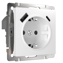 Розетка с заземлением, шторками и USB тип A+C (белый) W1171701