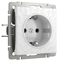 Розетка с заземлением (Hammer белый) W1271001