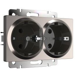 Розетка двойная с заземлением глянцевый никель W1172002