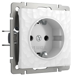 Розетка с заземлением и шторками (Hammer белый) W1271101