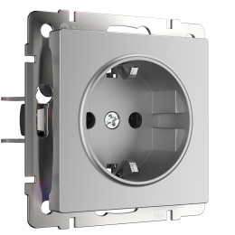 W1171106/ Розетка с заземлением и шторками (серебряный) W1171106