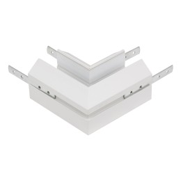 Угловой соединитель горизонтальный для Трекового шинопровода + Закладного профиля белый для натяжного потолка ПВХ 48V, MAGNET AM538 WH