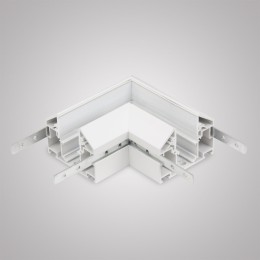 Угловой соединитель горизонтальный для Трекового шинопровода + Закладного профиля белый для натяжного потолка ПВХ 48V, MAGNET AM538 WH