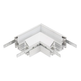 Угловой соединитель горизонтальный для Трекового шинопровода + Закладного профиля белый для натяжного потолка ПВХ 48V, MAGNET AM538 WH