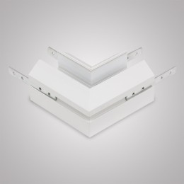 Угловой соединитель горизонтальный для Трекового шинопровода + Закладного профиля белый для натяжного потолка ПВХ 48V, MAGNET AM538 WH