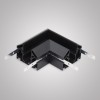 Угловой соединитель горизонтальный для Трекового шинопровода + Закладного профиля черный для натяжного потолка ПВХ 48V, MAGNET AM538 BK