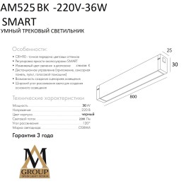 Трековый светильник SMART OPAL AM525 BK-220V-36W SMART